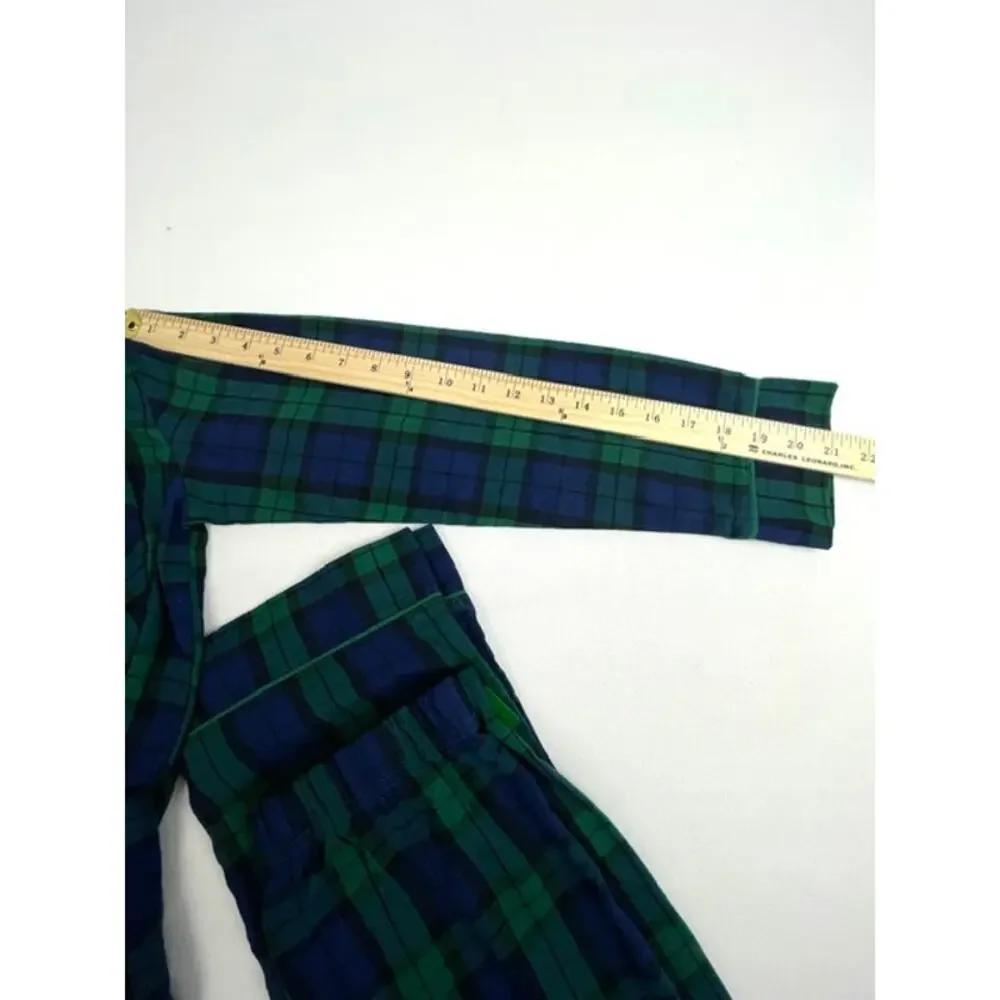 Saint Eve Kids Blackwatch Plaid Flannel Pajama Set Size L 10/12 Green Blue